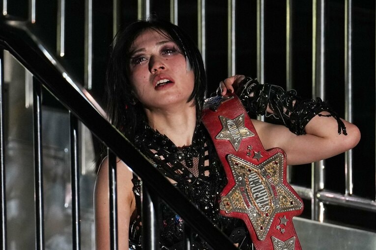 ８度目の防衛に成功した上谷沙弥　©Masashi Hara