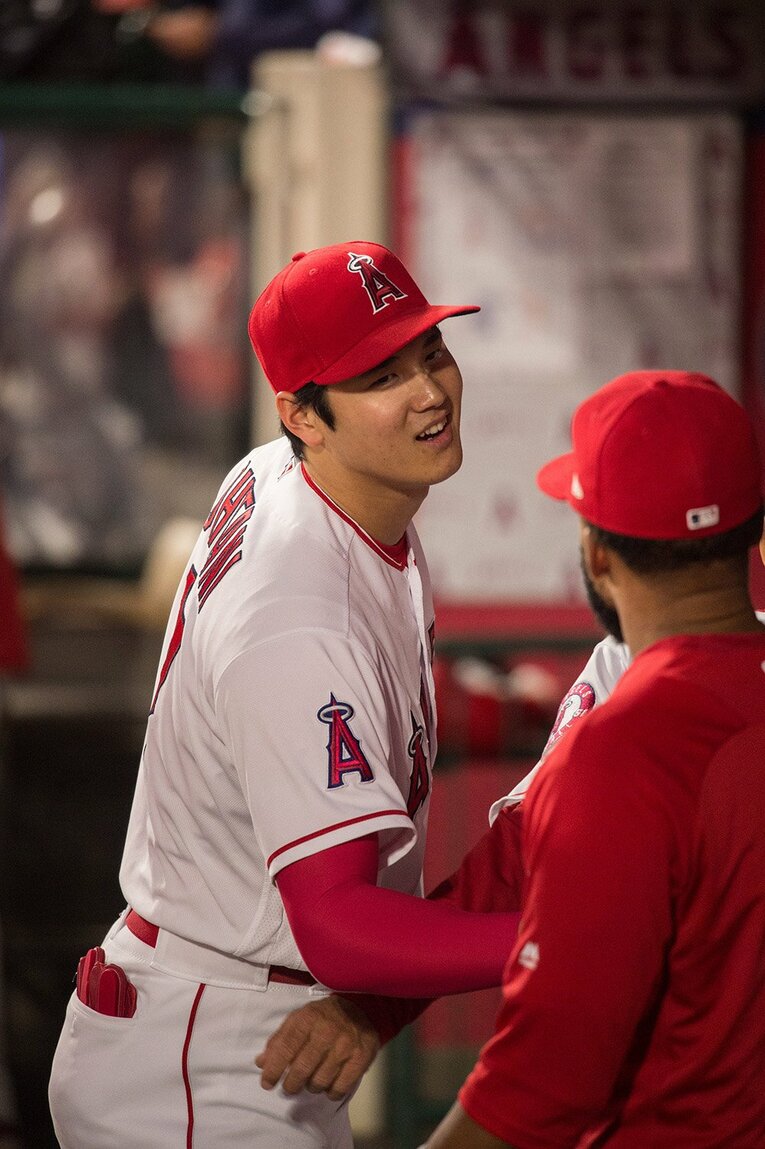 【未公開ショット多数！エンゼルス時代の秘蔵愛されショット】2018年の初々しい大谷（当時24歳） ／ photograph by Nanae Suzuki