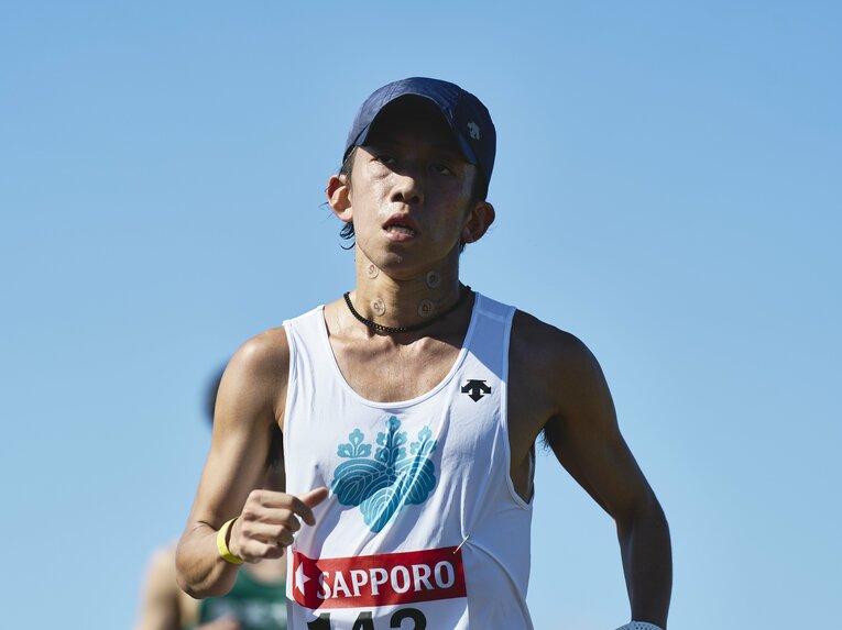 筑波大の駅伝主将・杉山魁声（44位）など、上位5名が100位以内でゴールしている　©Yuki Suenaga