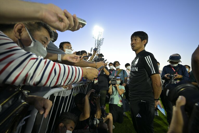 コスタリカ戦翌日、森保監督は取材に応じる　©Koki Nagahama/JMPA