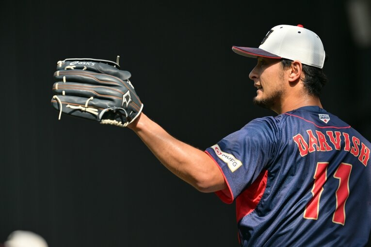 WBCキャンプ2日目、ブルペンで投球するダルビッシュ　©︎Hideki Sugiyama