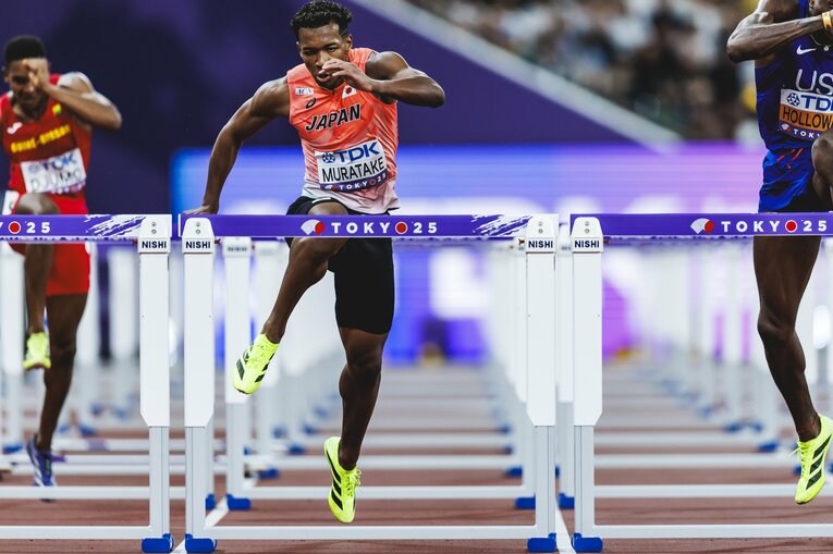 【東京世界陸上】110mハードル予選を走る村竹ラシッド（JAL）　©Kiichi Matsumoto