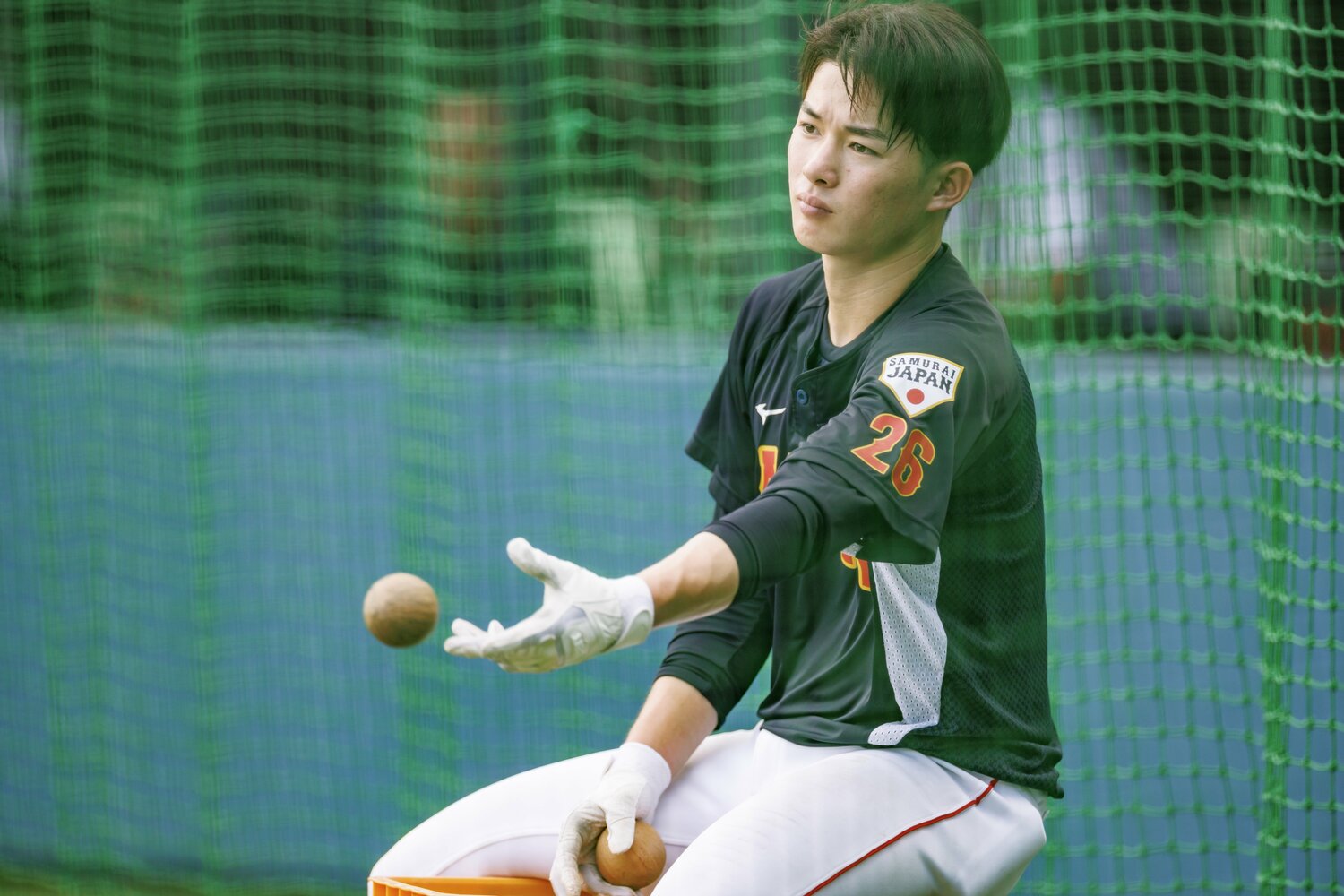 慶応の丸田湊斗（野球U-18日本代表の練習にて撮影）　©Kichi Matsumoto