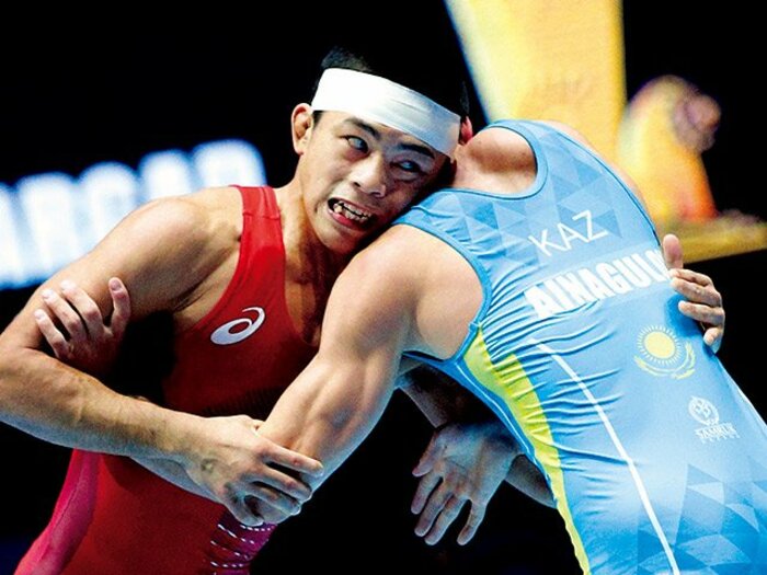 猫レスラー・文田が成し遂げた、男子レスリング34年ぶりの快挙。~猫のようなしなやかさと……猫カフェ!?~<Number Web> photograph by AP/AFLO