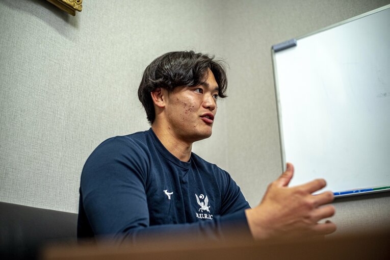 明治大ラグビー部キャプテン・廣瀬雄也（2023年）　©︎Takuya Sugiyama