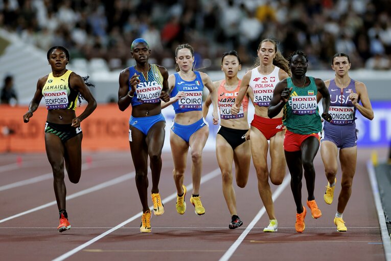 女子800m予選に出場した久保凛（写真はまだまだ続きます）　©Kiichi Matsumoto