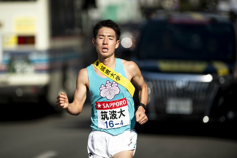 2020年箱根駅伝4区の筑波大・大土手嵩　©Yuki Suenaga