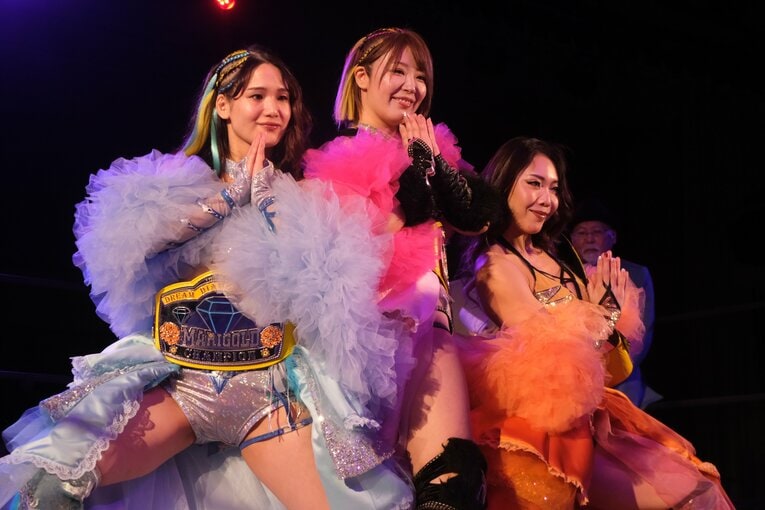 桜井は翔月なつみ、山中絵里奈とともに、3Dトリオス王座の初代チャンピオンとなった