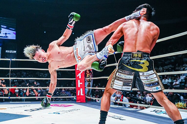 皇治を圧倒した那須川天心は、キックボクシングに対し皇治とは違った考えを持っている ／ photograph by RIZIN FF / Sachiko HOTAKA