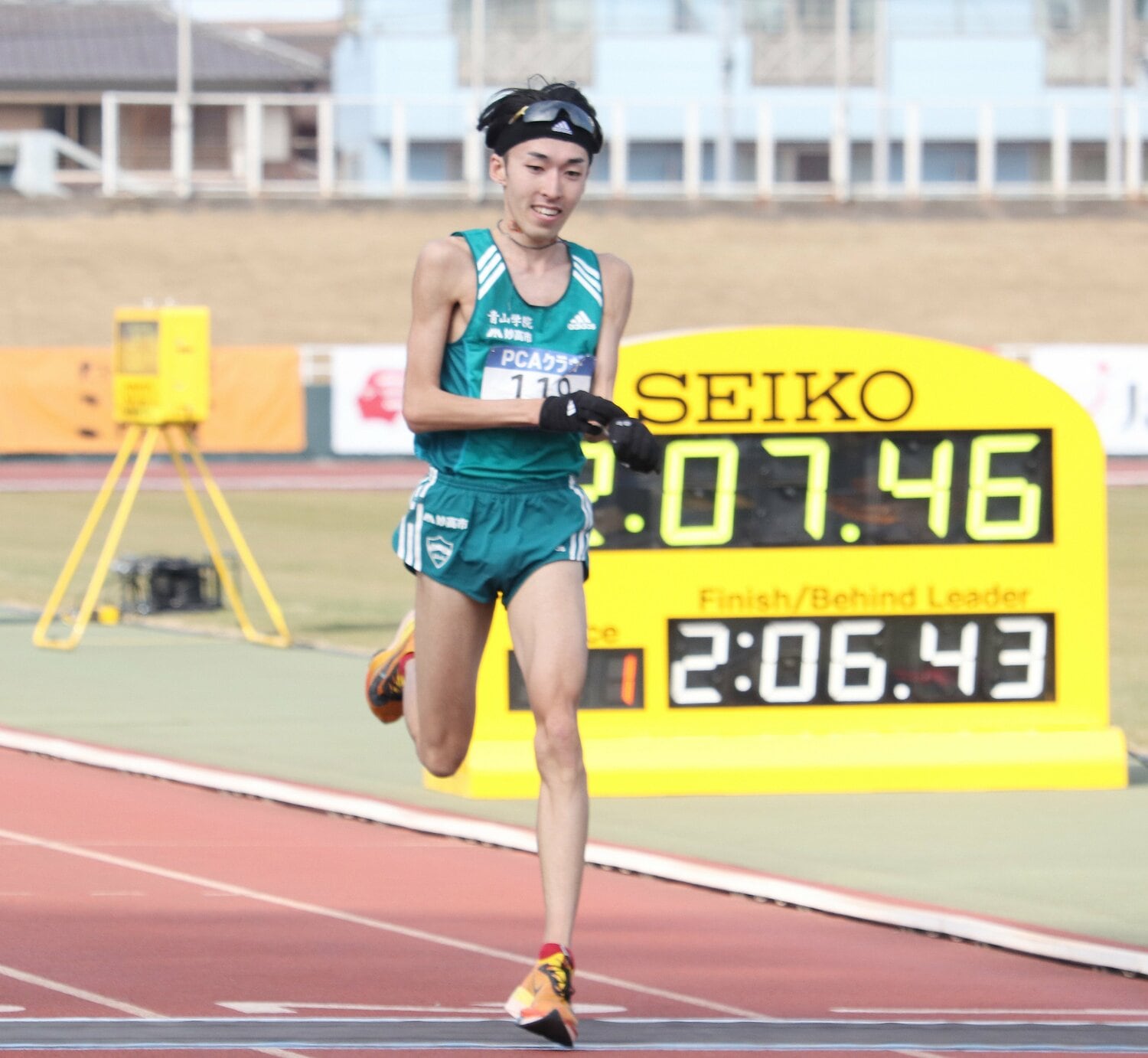2月の別府大分毎日マラソン。青学大4年の横田俊吾が2時間7分47秒。学生記録を20年ぶりに更新した　©JIJI PRESS
