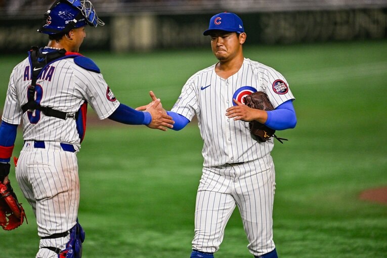 東京ドームでのドジャースとの開幕シリーズに先発した今永　©Nanae Suzuki