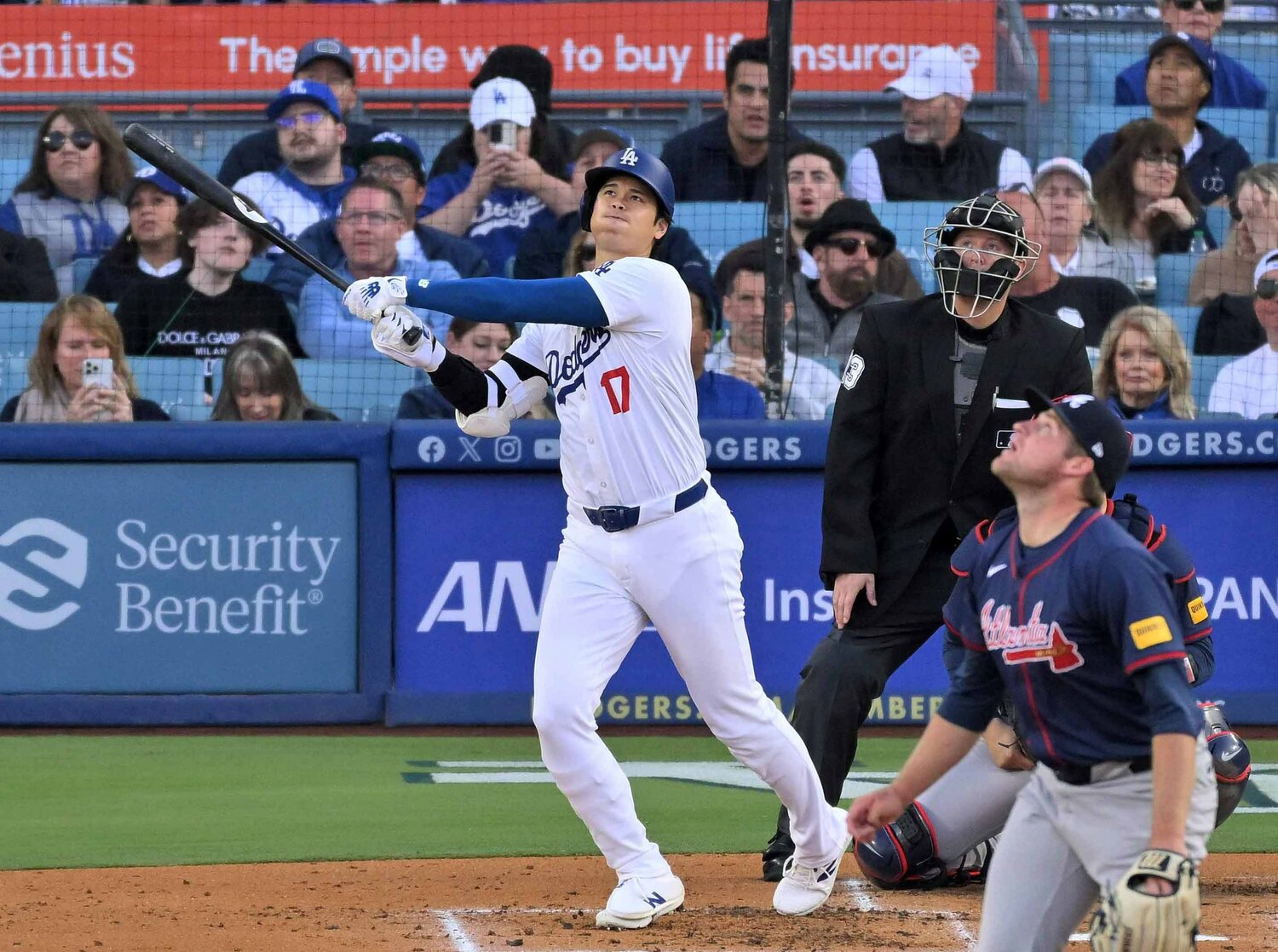 ブレーブス戦での本塁打　©JIJI PRESS