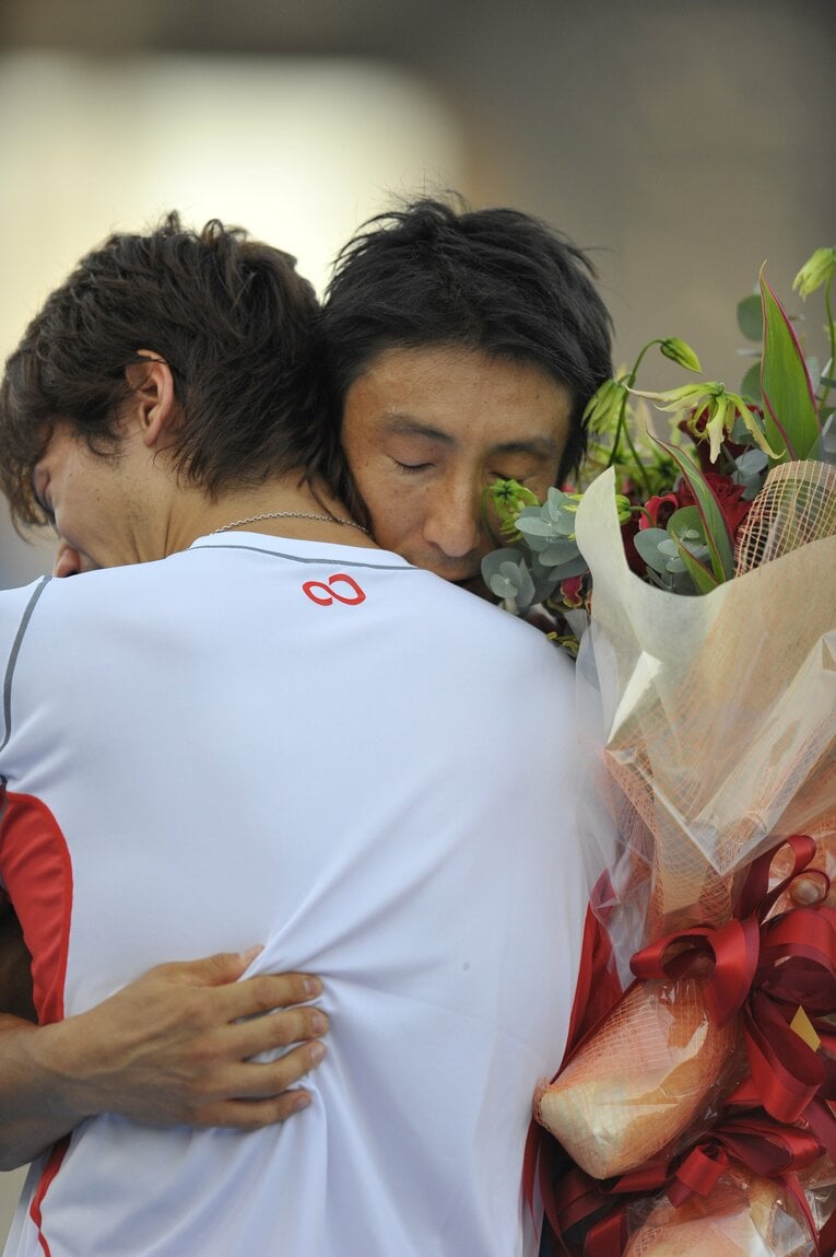 2008年9月、引退レースで涙をこぼす　©Toshiya Kondo