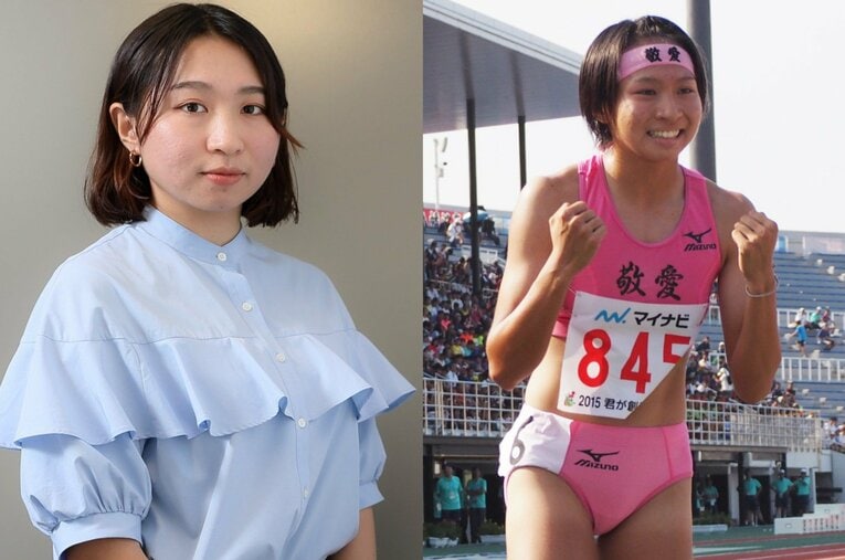 インターハイ中距離3冠の実績を引っ提げ大学へ進学した石塚晴子だったがそこで壁にぶつかることに。最強女王に一体、何が起きたのだろうか ／ photograph by (L)Shigeki Yamamoto、(R)JIJI PRESS