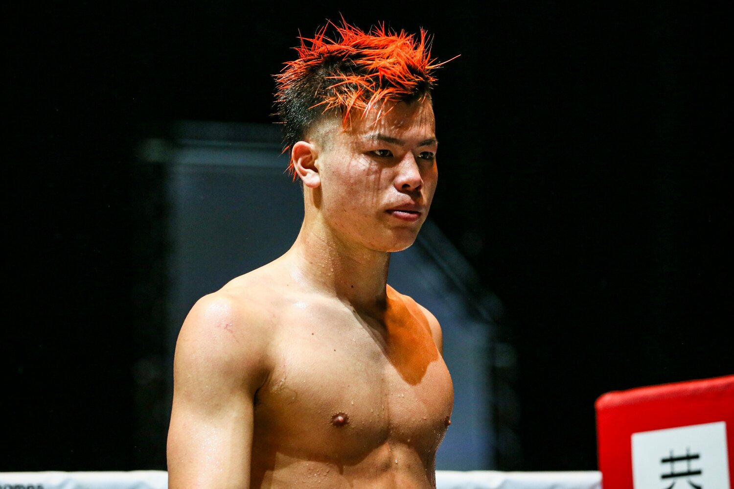 ロッタン戦の那須川天心。延長開始直前の表情　©Susumu Nagao