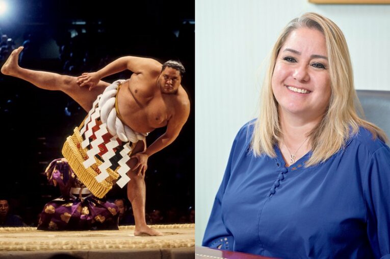 今年４月に逝去した元横綱・曙太郎との思い出を語ったクリスティーン麗子夫人 ／ photograph by Getty Images/Christine Reiko Akebono