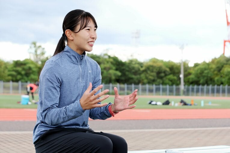 インタビューに答える蔵重。甲南大という新しい環境で成長を続ける　©Shigeki Yamamoto