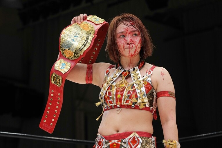 ワールド王座初防衛に成功したSareee　©Essei Hara