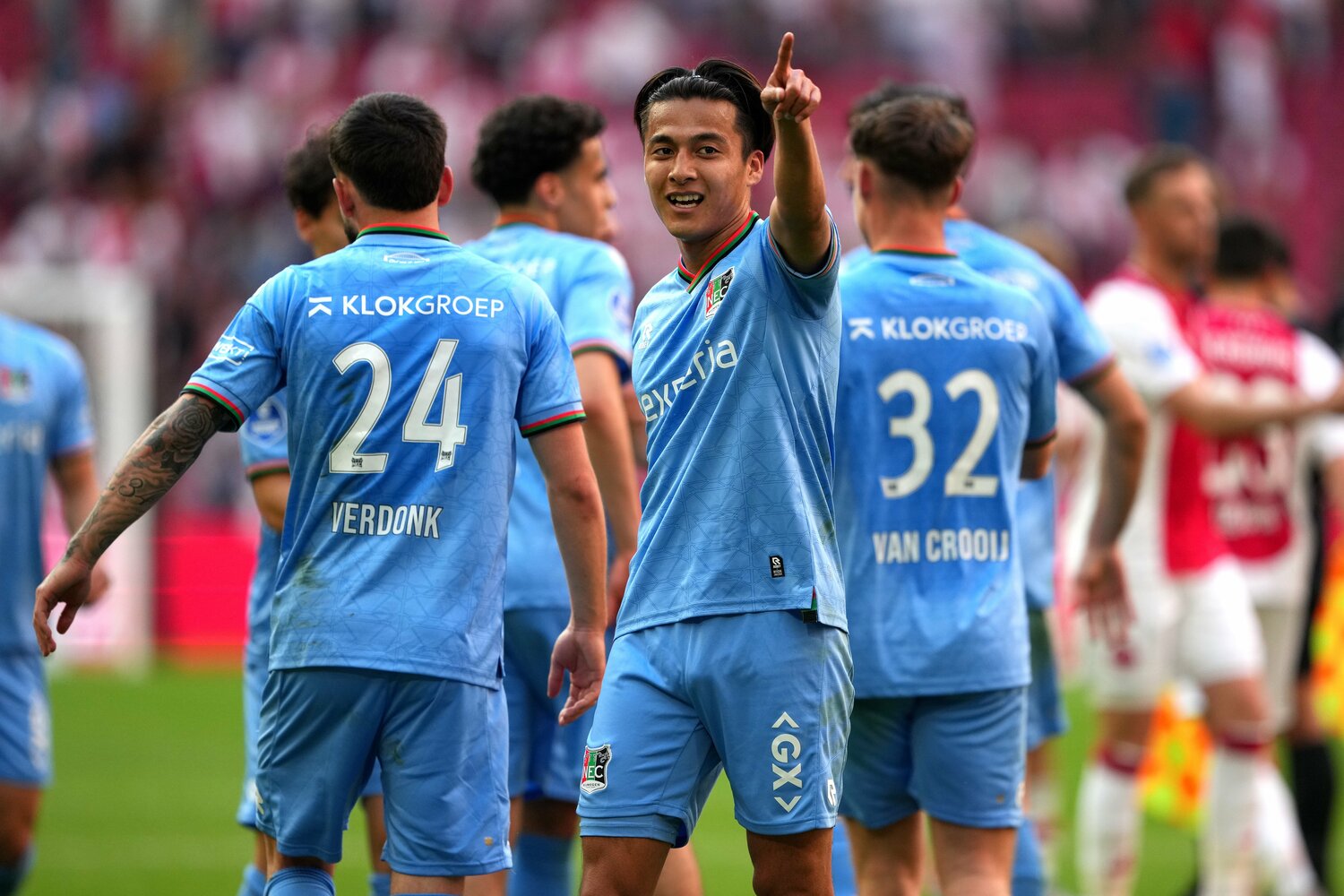 5月11日には強豪アヤックスへの勝利に大きく貢献したNECナイメヘンの佐野航大　©Getty Images