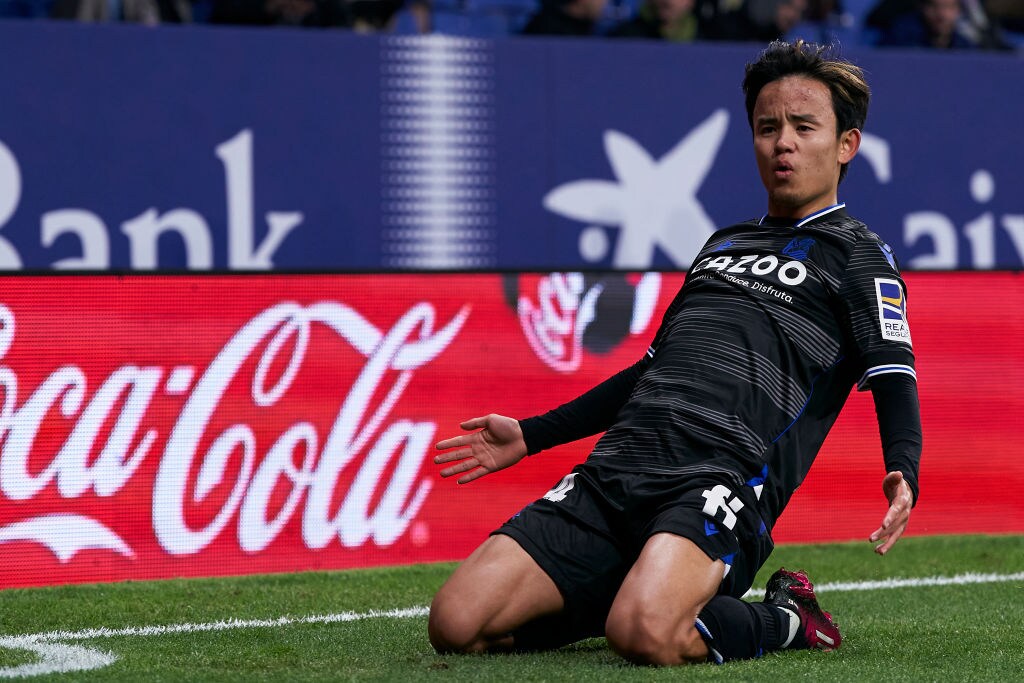 エスパニョール戦でゴールセレブレーションを決める久保　©Getty Images