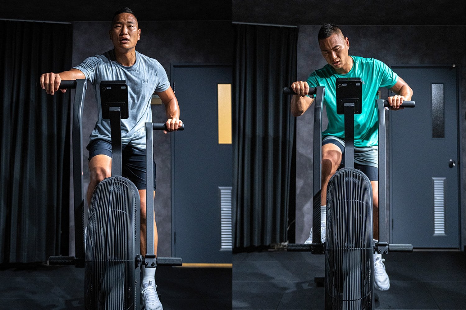 同じトレーニング内容を2種類のウェア（左：従来品／右：UA COOL ELITE）を着用して検証