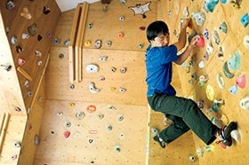 知人からもらったホールドで自作した壁。ヒマがあればいつも練習しているという。