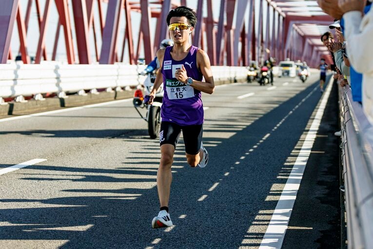 全日本駅伝、立教大2区の國安広人（3年）　©Kiichi Matsumoto