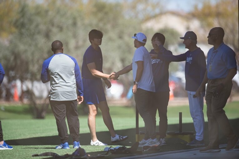ドジャースのスプリングキャンプ、大谷翔平のトレーニング風景　©Nanae Suzuki