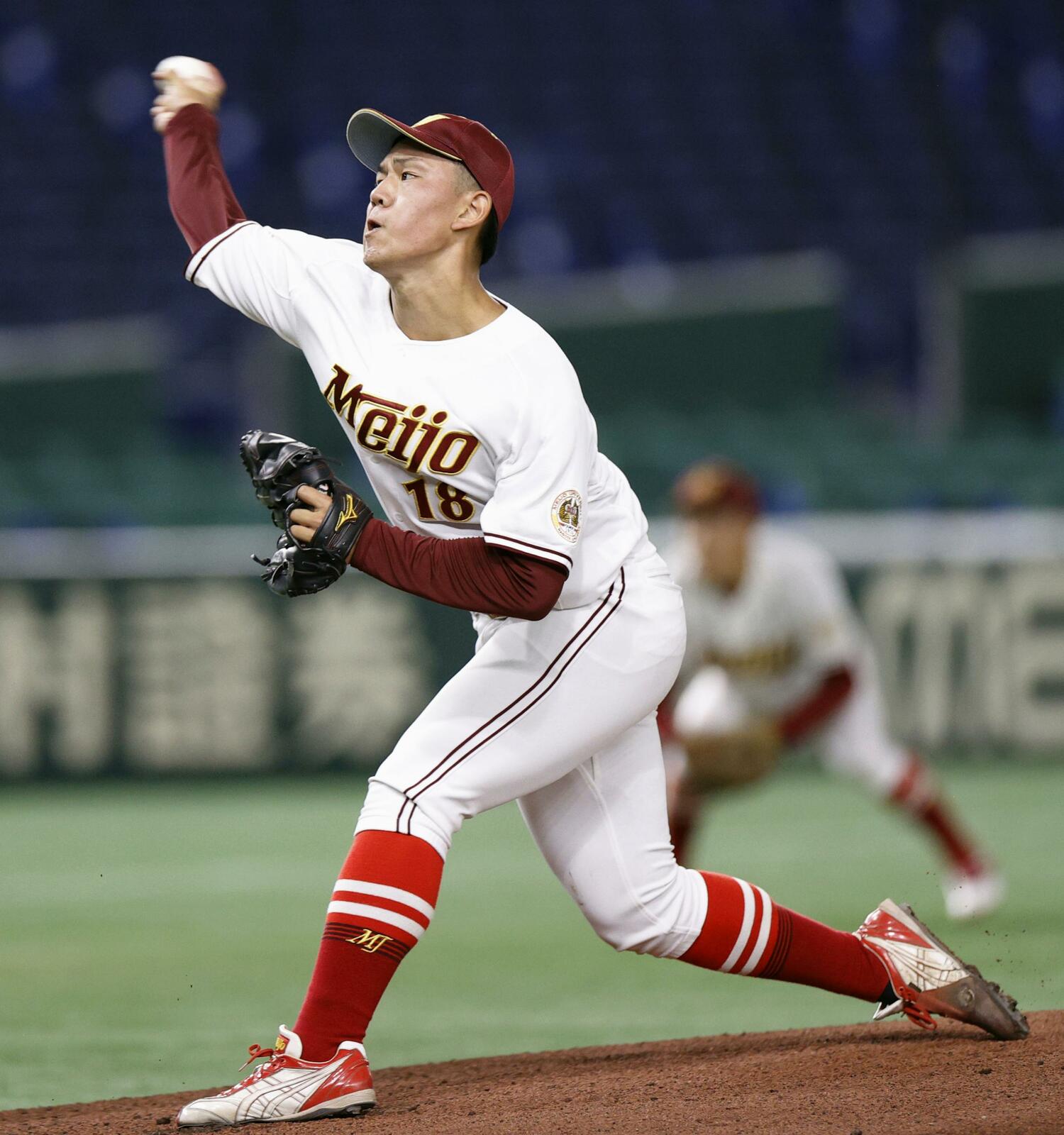 名城大の岩井俊介投手。156kmの速球が武器だ ©KYODO