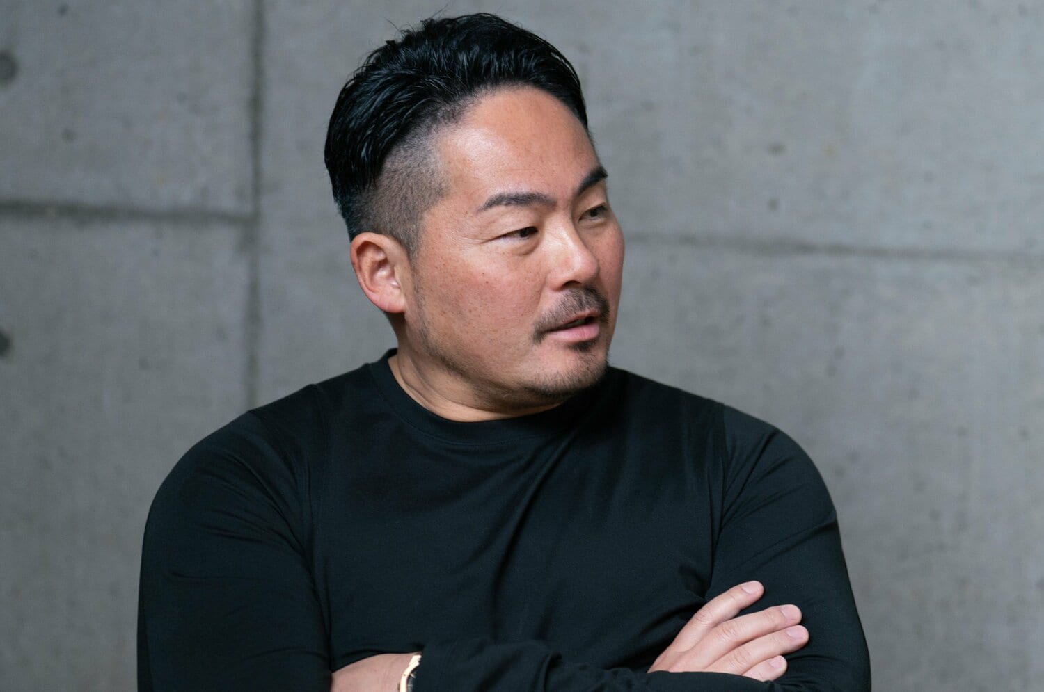 独自の「筋肉論」を語る竹下氏 ©Hidenobu Murase