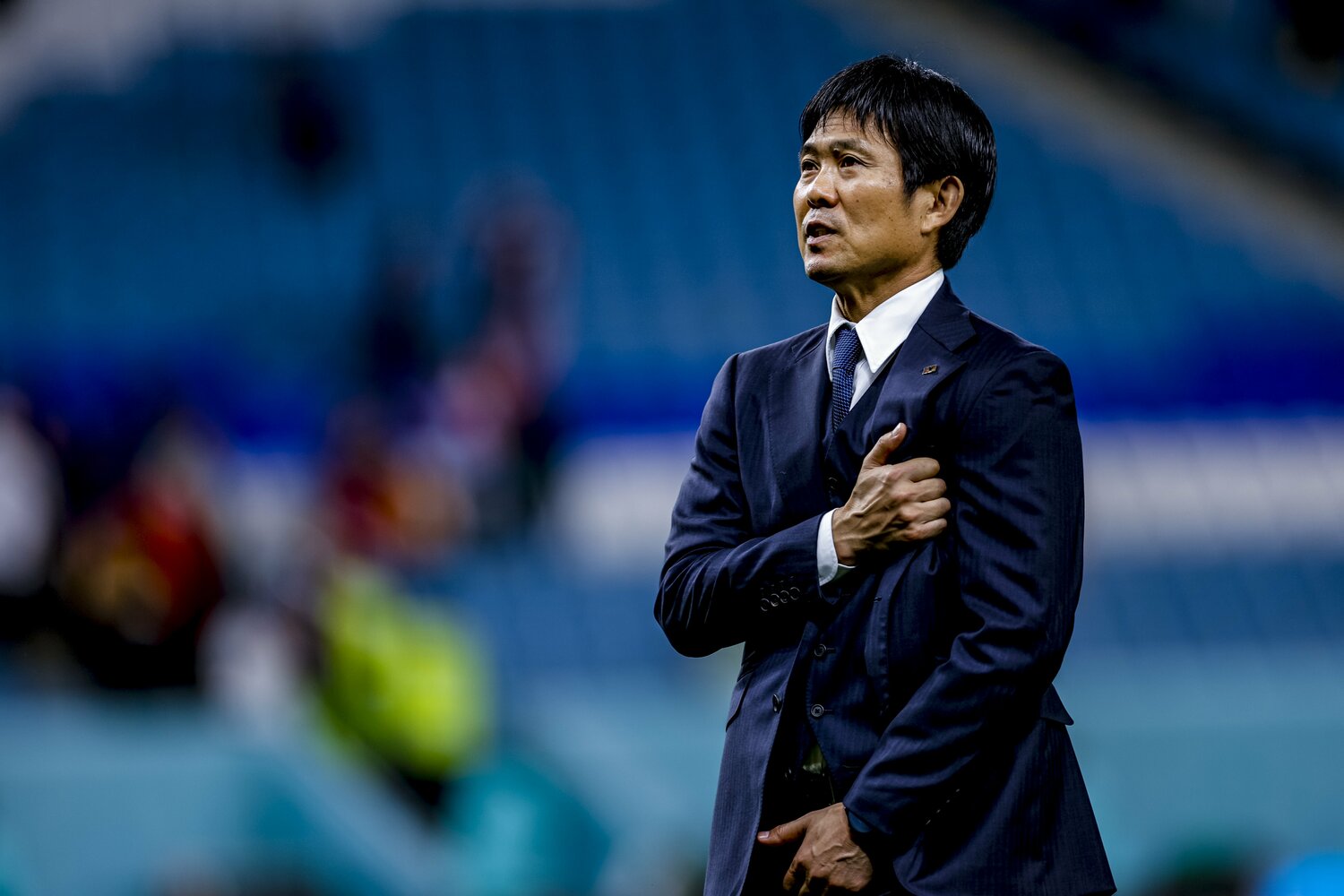 大会での采配の評価が高い森保監督。本人は続投の意思を示しているが、次期代表監督はいまだ未定だ　©Kiichi Matsumoto/JMPA