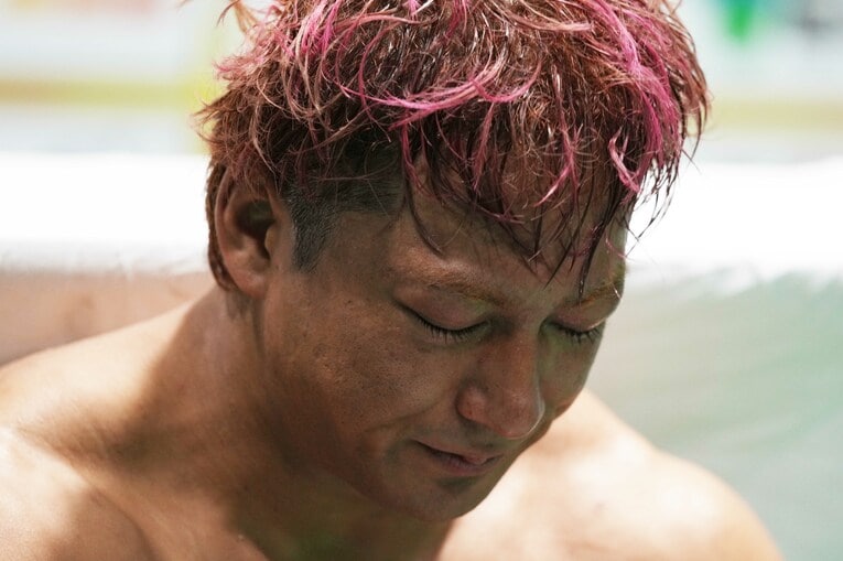 会見場に姿を見せた海野翔太　©Essei Hara