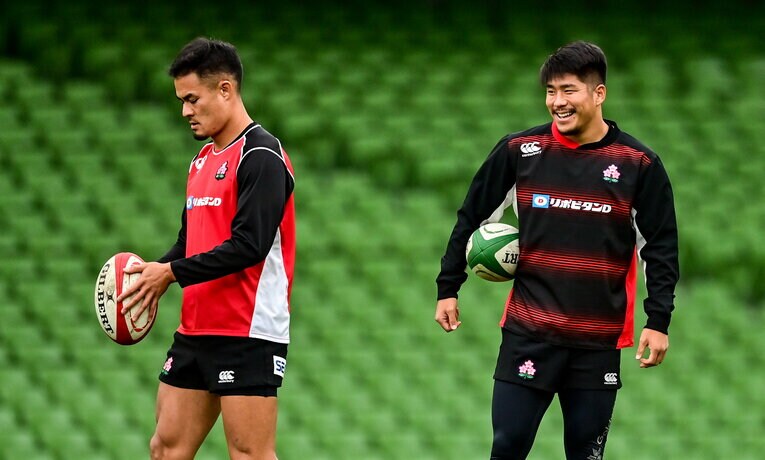 2019年W杯ではSOのポジションを争った田村優と松田力也（写真は2021年アイルランド戦前日練習）©︎Getty Images