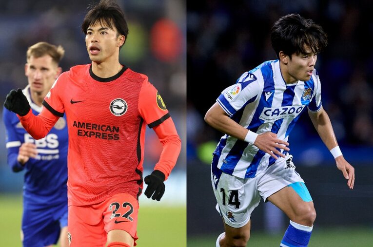 所属クラブで活躍を続ける三笘薫（ブライトン）と久保建英（レアル・ソシエダ）。W杯で生まれた“熱”を3月の代表戦につなげることができるか ／ photograph by Getty Images