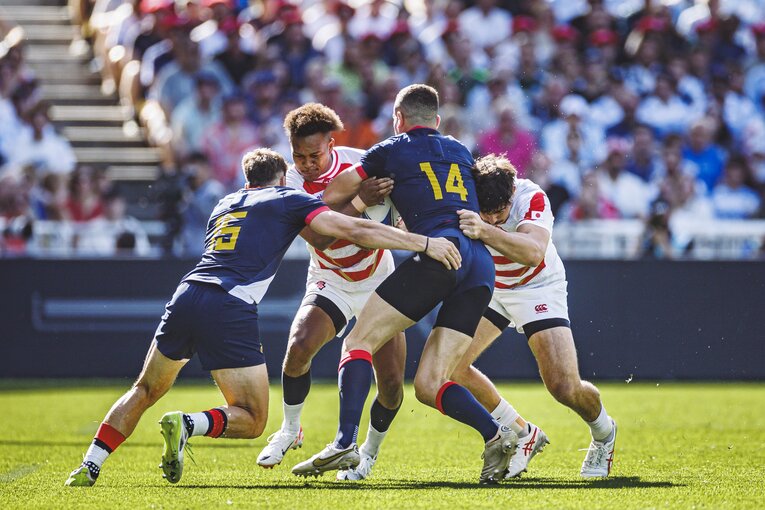 松島幸太朗、ディラン・ライリー（2023年ラグビーW杯アルゼンチン戦）　©︎Kiichi Matsumoto