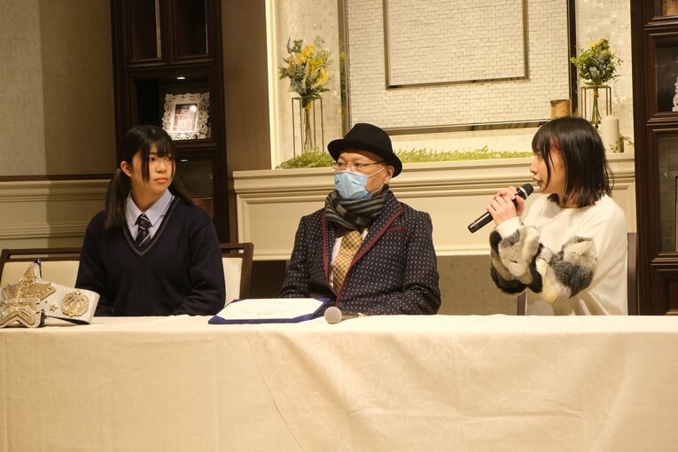 羽南とのフューチャー王座タイトルマッチに向けた会見にて　©Norihiro Hashimoto