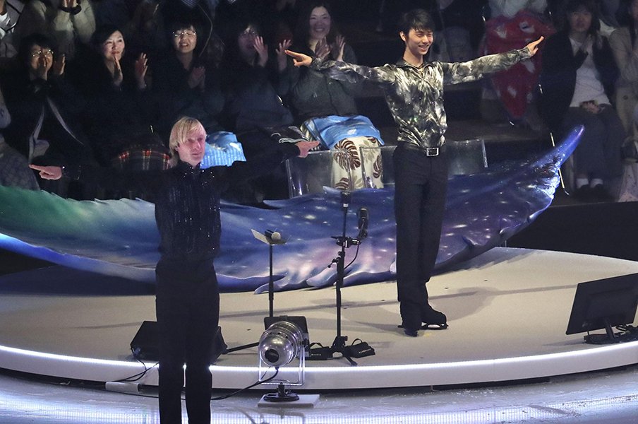 プルシェンコに憧れ、佐藤駿に伝える。羽生結弦、スケートへの感謝と継承。<Number Web> photograph by KYODO