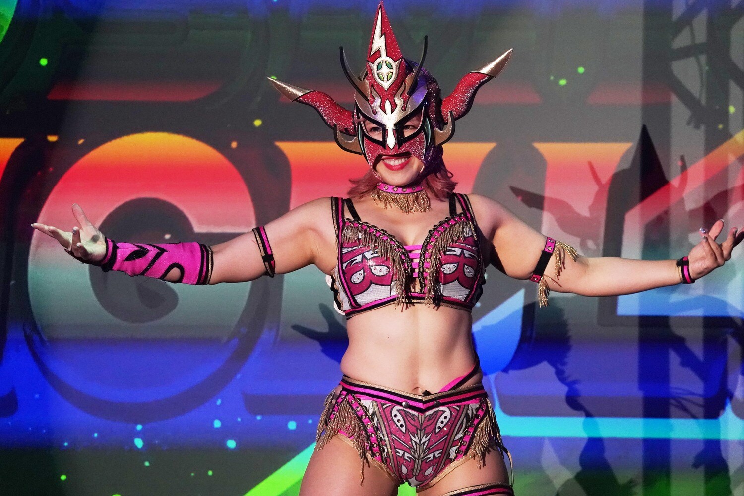 憧れの獣神サンダー・ライガーのマスクで入場した5月5日の福岡大会