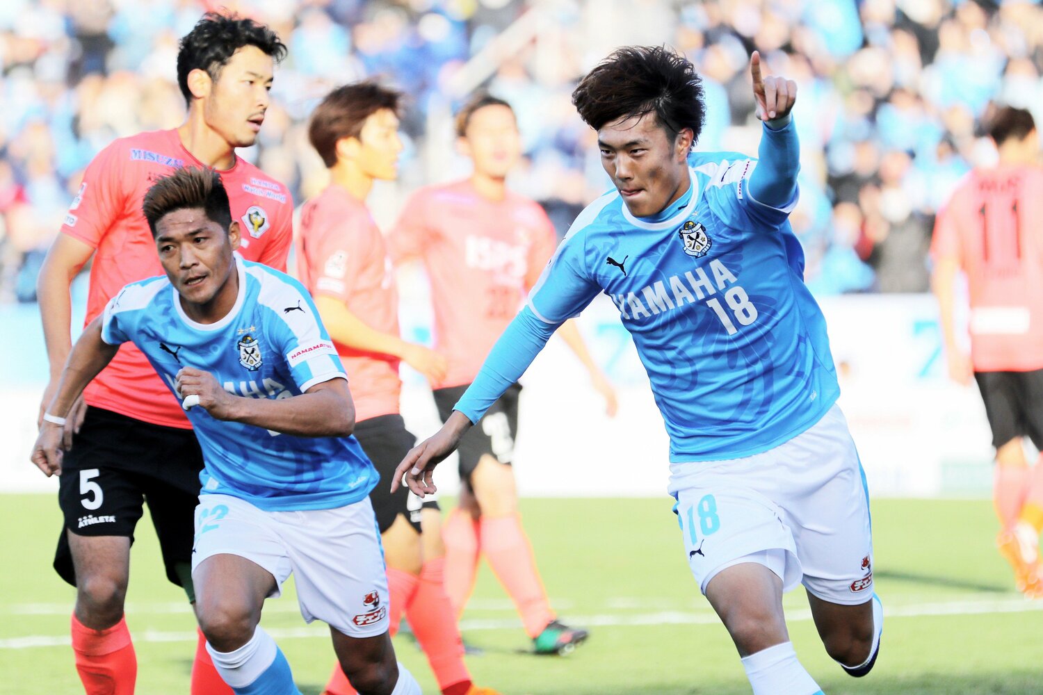 2018年J1参入プレーオフではPKを決めてJ1残留に貢献。印象的なシーンこそあるが、ジュビロ磐田では期待に応えられない時間が長かった　©︎JIJI PRESS