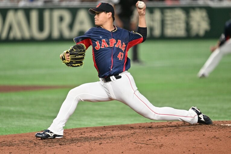WBCオーストラリア戦、2番手で登板した高橋奎二。2回を無失点に抑えた　©Naoya Sanuki