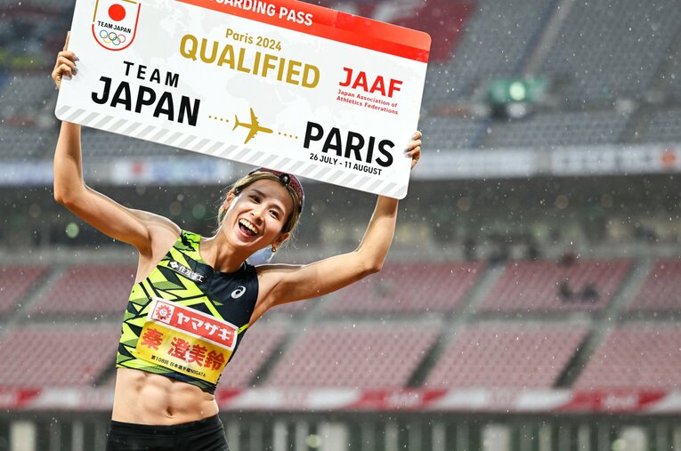 日本選手権の女子走幅跳で優勝、パリ五輪を決めた秦澄美鈴。国内では3年半近く無敗と日本最強ジャンパーの立場を揺るぎないものとしている ／ photograph by Asami Enomoto