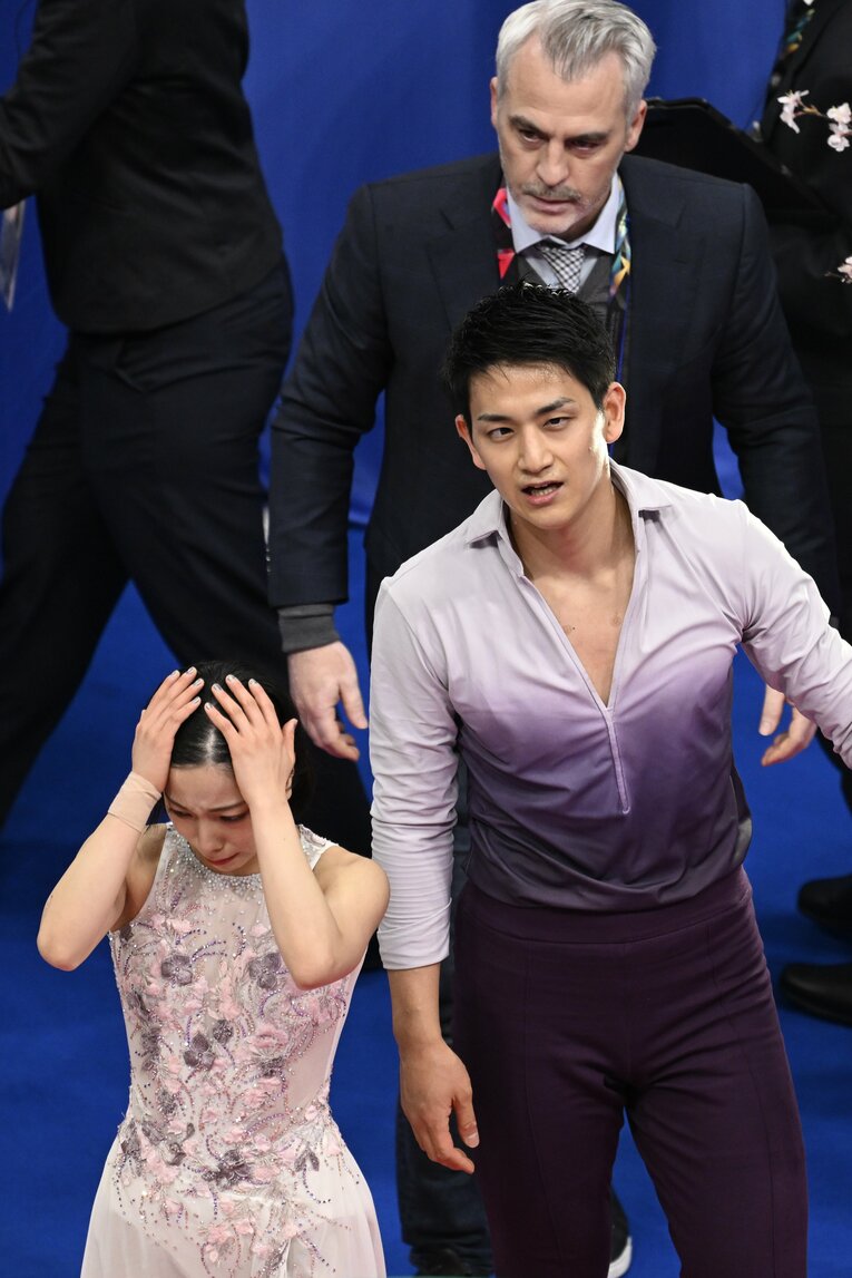 2023年世界選手権フリーの演技後、涙を見せる三浦　©Asami Enomoto