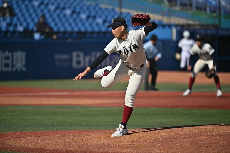 決勝の広陵戦で先発した南恒誠（2年）　©Hideki Sugiyama