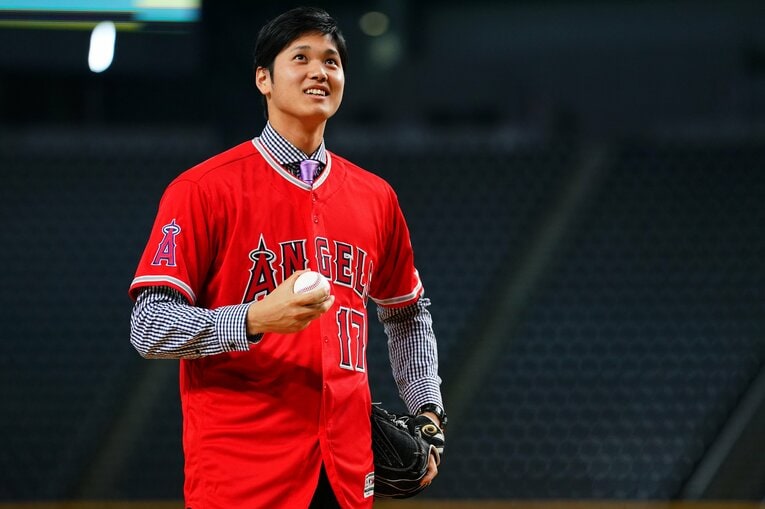 2017年オフ、エンゼルスに移籍した大谷翔平（当時23歳）　©Getty Images
