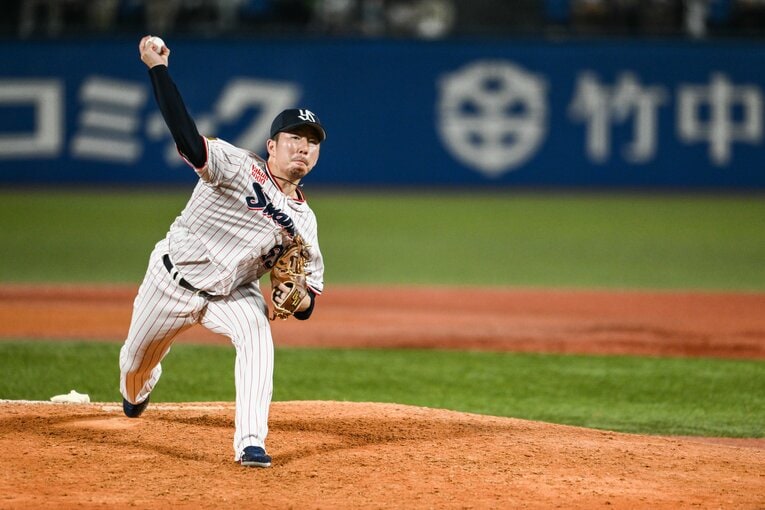 日本シリーズ第2戦、回またぎの好投を見せた今野龍太 ©Nanae Suzuki