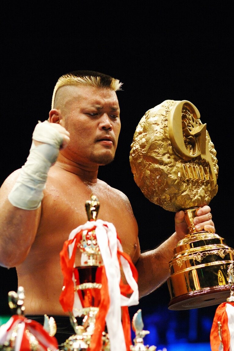 3度目の『G1 CLIMAX』優勝を果たした天山広吉。2006年8月13日、両国国技館　©Essei Hara