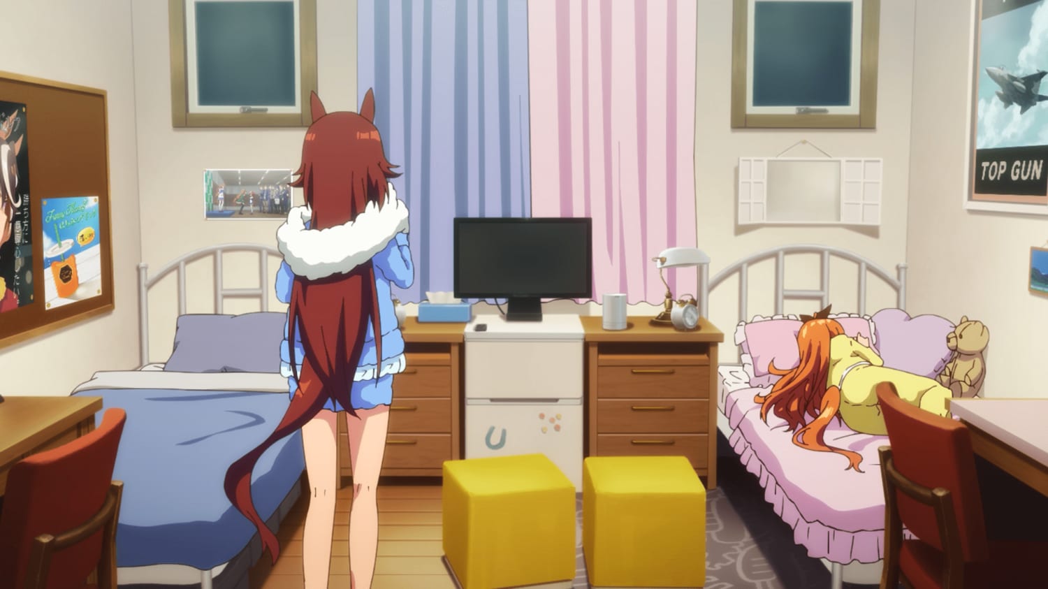 トウカイテイオーと同部屋のマヤノトップガン（右）　©2023 アニメ「ウマ娘 プリティーダービー Season 3」製作委員会