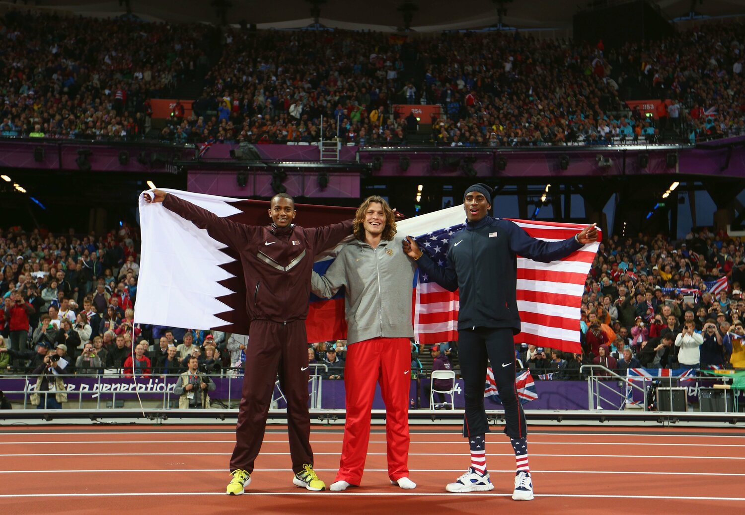 ロンドン五輪で銀メダルを獲得したガイナード(米国、右端)。この後にドーピング違反で1位の選手の結果が抹消され、大会から9年後の昨年11月に金メダリストに繰り上がった ©︎Getty Images
