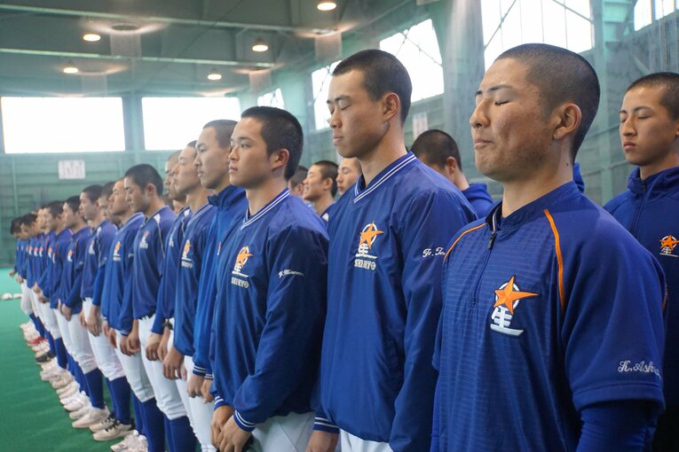 星稜の室内練習場　©Kei Nakamura