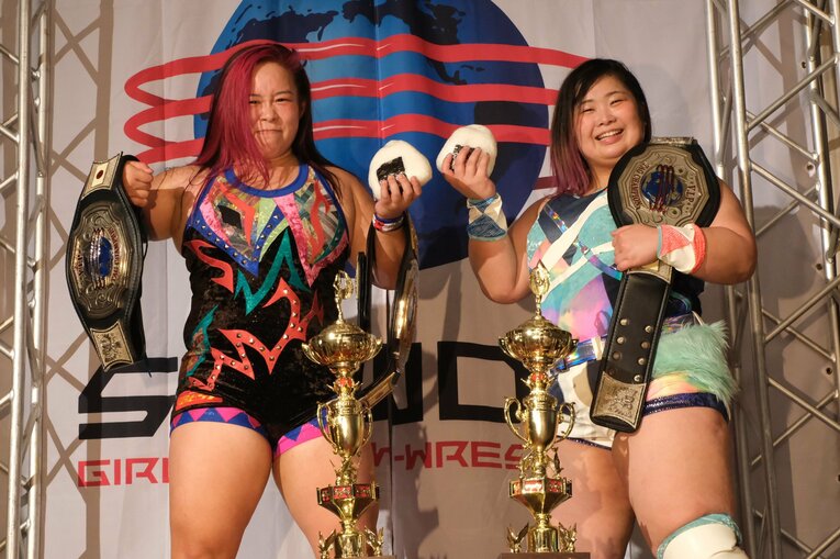 センダイガールズの11.23後楽園大会メインにて行われた「チーム200キロ」橋本千紘&優宇vsアンドラス宮城&響